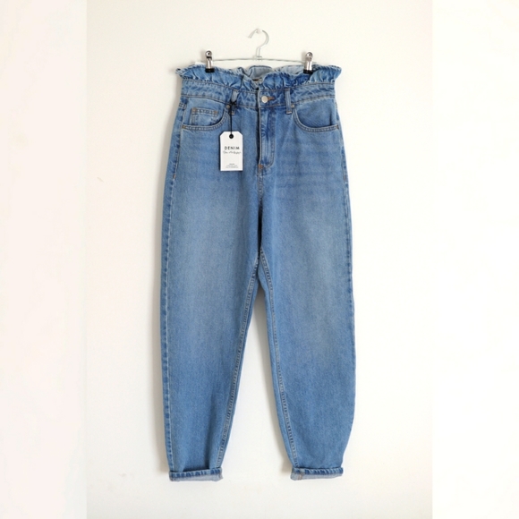Miss Selfridge Denim - Miss Selfridge Denim Frill detail Mom Super High Waist Jeans UK10